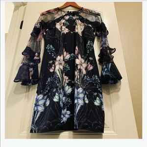 NWT Lipsy Floral Dress With Ruffle Sleeve